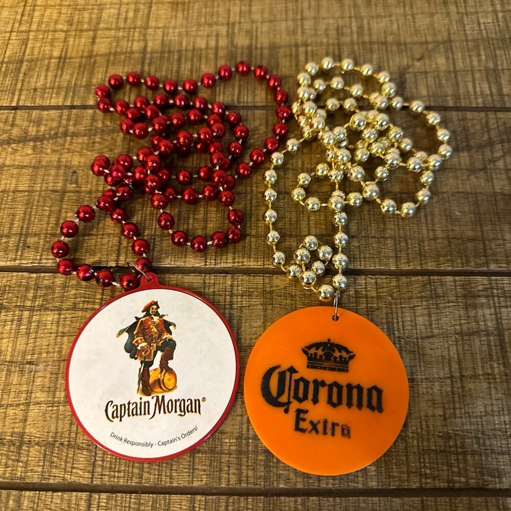 Corona and captain Morgan Mardi Gras Beads